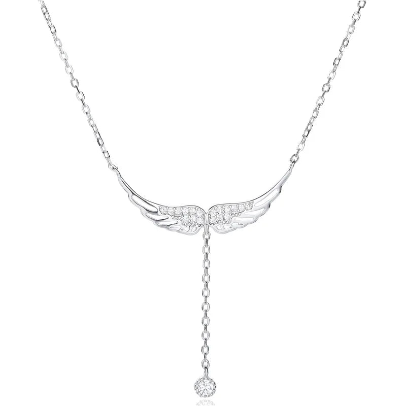 Angel Wings Pendant Necklace 925 Sterling Silver Jewelry