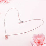 925 Silver Round Strawberry Crystal Lady Pendant Necklace