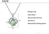 925 Silver Green Opal Stone Flower Heart Pendant Necklaces