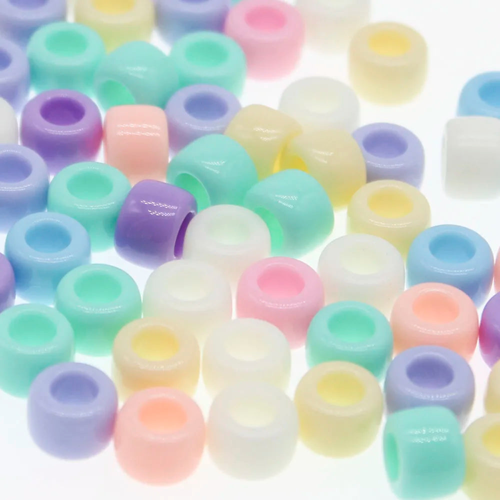 200Pcs Candy Acrylic Barrel Beads 6x9mm DIY Jewelry Accessories