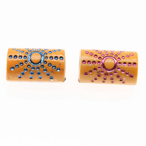 25Pcs Acrylic Wood Beads Long Tube Colored Lines Big Hole DIY Jewelry Making