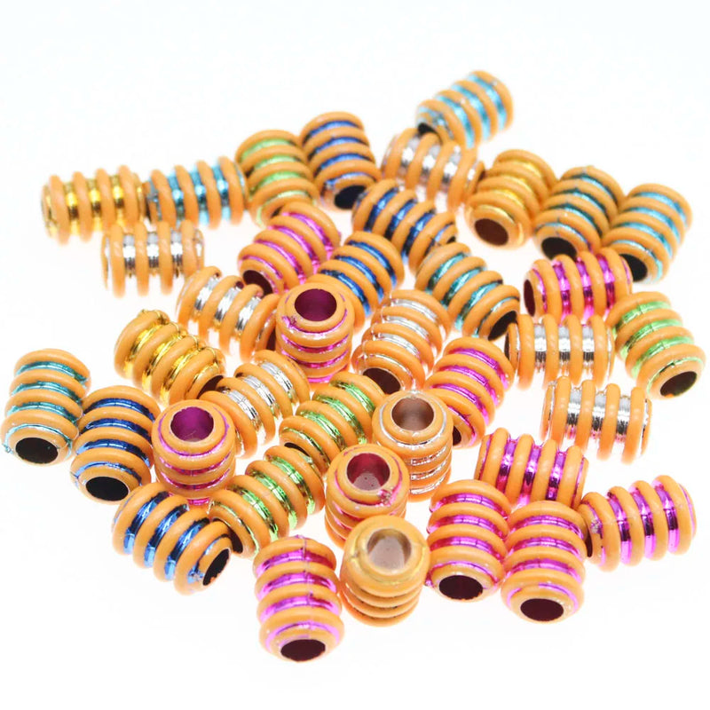 30Pcs Acrylic Beads Wood Tube Colored Big Hole DIY Hair Accessories 15mm