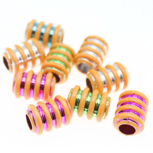 30Pcs Acrylic Beads Wood Tube Colored Big Hole DIY Hair Accessories 15mm