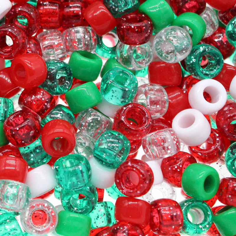 500Pcs 6x9mm Barrel Acrylic Christmas Beads for DIY Jewelry