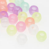 500Pcs 6x8mm Barrel beads acrylic mixed Glow colors Kids educational wear beads