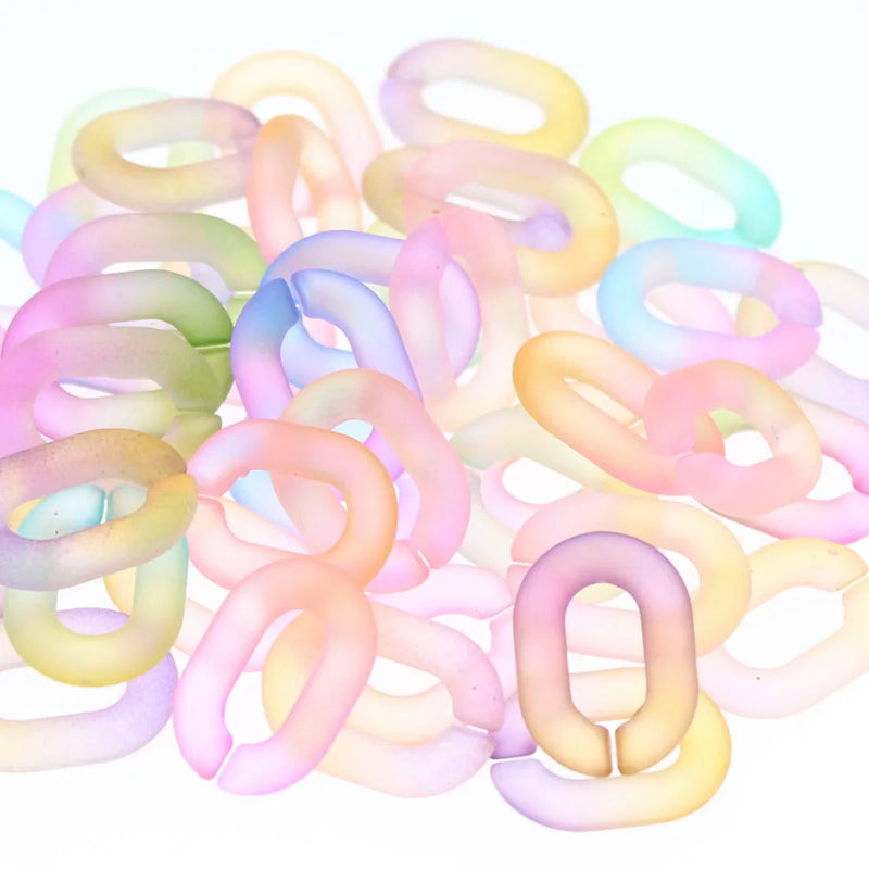 50Pcs Acrylic Chain Rings Buckle Beads DIY Jewelry Making 19mm