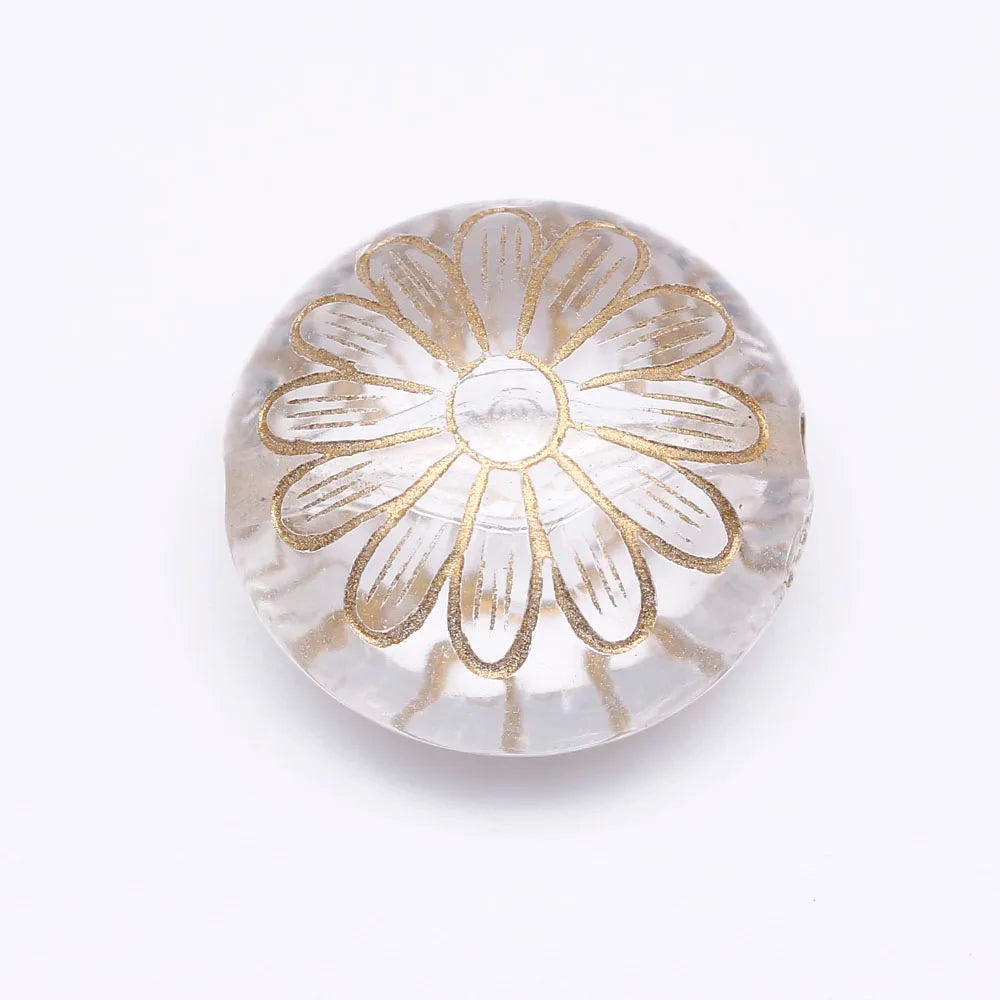 50Pcs Ethnic Acrylic Antique Flower Pattern Spacer Beads