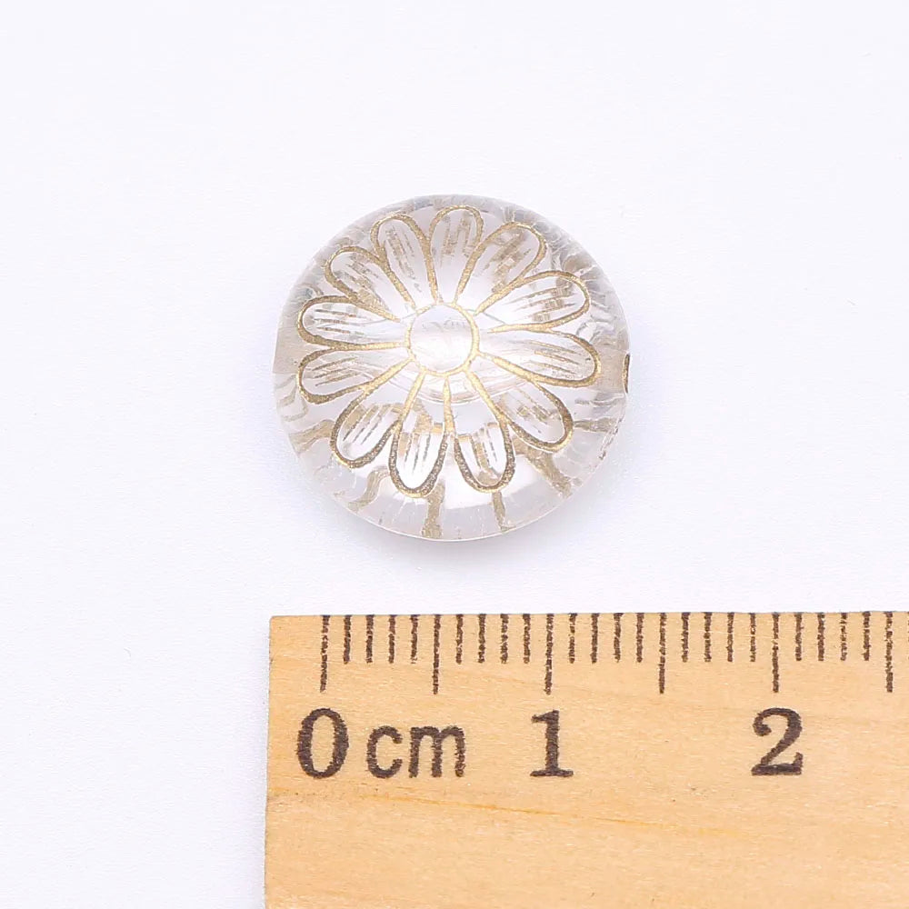 50Pcs Ethnic Acrylic Antique Flower Pattern Spacer Beads