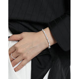 925 Silver Geometric Stone Texture Bracelets Women Unisex