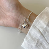 925 Sterling Silver Love Heart Chain Bracelet