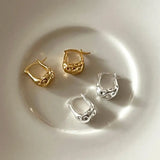 925 Silver Irregular Hoop Earrings Punk Charm Minimalist Jewelry Brincos