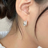 925 Silver Irregular Hoop Earrings Punk Charm Minimalist Jewelry Brincos