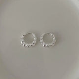 925 Silver Spiral Pattern Hoop Earrings Geometric Women's Engagement Wedding
