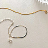 S925 Sterling Silver Flat Necklace Waterproof Filmy Snake Chain