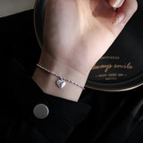CHOZON 925 Sterling Silver Rice Grain Heart Bracelet