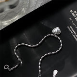 CHOZON 925 Sterling Silver Rice Grain Heart Bracelet