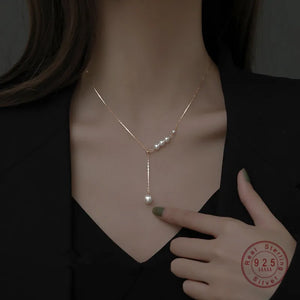 925 Silver Pearls Pendant Necklace Women Dating Jewelry