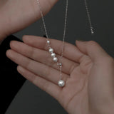 925 Silver Pearls Pendant Necklace Women Dating Jewelry
