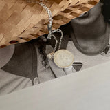 925 Silver Shell Angel Baby Pendant Necklace Round Western Style