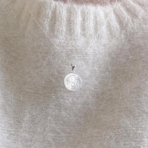 925 Silver Shell Angel Baby Pendant Necklace Round Western Style