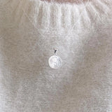925 Silver Shell Angel Baby Pendant Necklace Round Western Style