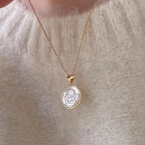 925 Silver Shell Angel Baby Pendant Necklace Round Western Style