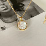 925 Silver Shell Angel Baby Pendant Necklace Round Western Style