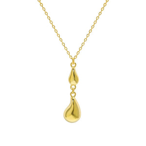 Water Drop Pendant Texture S925 Sterling Silver Chain Necklace