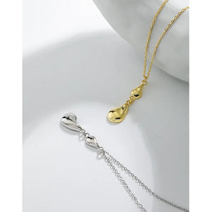 Water Drop Pendant Texture S925 Sterling Silver Chain Necklace