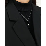 Water Drop Pendant Texture S925 Sterling Silver Chain Necklace