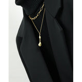 Water Drop Pendant Texture S925 Sterling Silver Chain Necklace