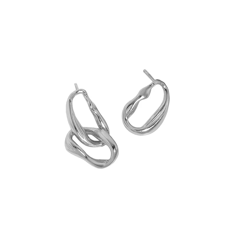 Minimalist Asymmetrical Earing Sterling 925 Silver Stud Earrings Gift Women