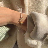 CHOZON Punk S925 Silver Heart Lock Chain Bracelet