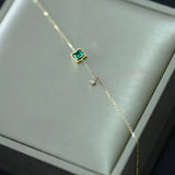 925 Silver Green Zircon Bracelet 14K Gold Women's Jewelry