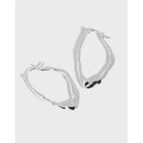 S925 Oval Stud Earrings Minimalist Geometric Design