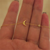 S925 Silver Gold-Plate Moon Star Bracelet Women Cold Wind Niche Hand Jewelry