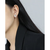 CHOZON S925 Silver Heart Opal Stud Earrings Wedding Jewelry