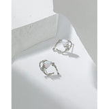 CHOZON S925 Silver Heart Opal Stud Earrings Wedding Jewelry