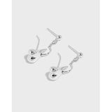 925 Sterling Silver Ins Niche Minimalist Round Bead Love Drop Rings