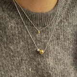 S925 Sterling Silver Necklace Double Ball Niche Personality Jewelry