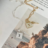 Diamond Key Lock Necklace Vintage Style Women Gift