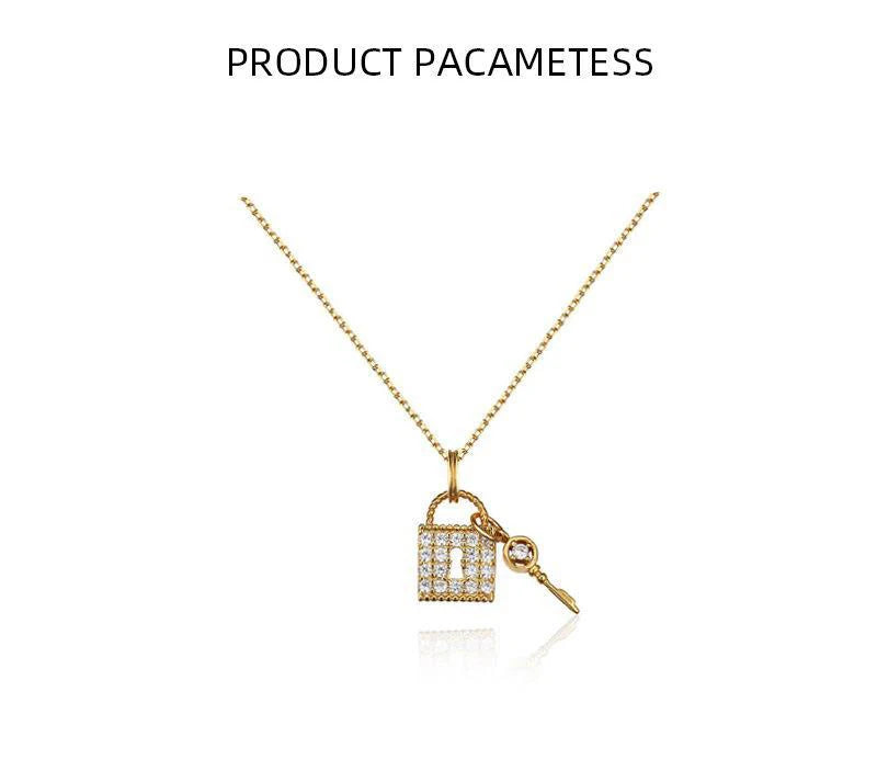 Diamond Key Lock Necklace Vintage Style Women Gift