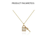 Diamond Key Lock Necklace Vintage Style Women Gift
