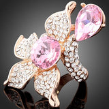 Crystal Flower Ladies Rings Teardrop CZ Engagement Ring