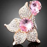 Crystal Flower Ladies Rings Teardrop CZ Engagement Ring