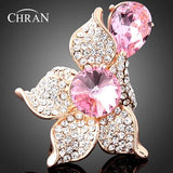 Crystal Flower Ladies Rings Teardrop CZ Engagement Ring