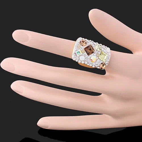 Square Austrian Crystal Vintage Rings Women