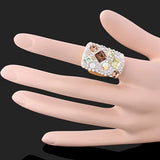 Square Austrian Crystal Vintage Rings Women