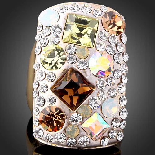 Square Austrian Crystal Vintage Rings Women