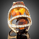 Hollow Champagne Crystal Promised Rings Jewelry Cubic Zirconia Wedding Rings